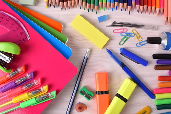 Bakgrund med skolan eller kontoret materiella ovanifrån — Stockfoto