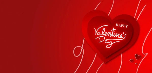 Illustratie Van Wenskaart Voor Valentijnsdag Met Hartjes Rood Met Tekst — Stockfoto