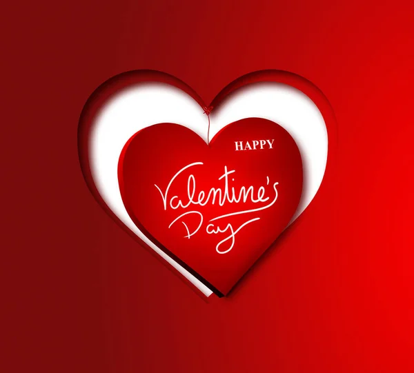 Two Cutouts Hearts Red Base Placed Concentrically Happy Valentine Day — Stock Photo, Image