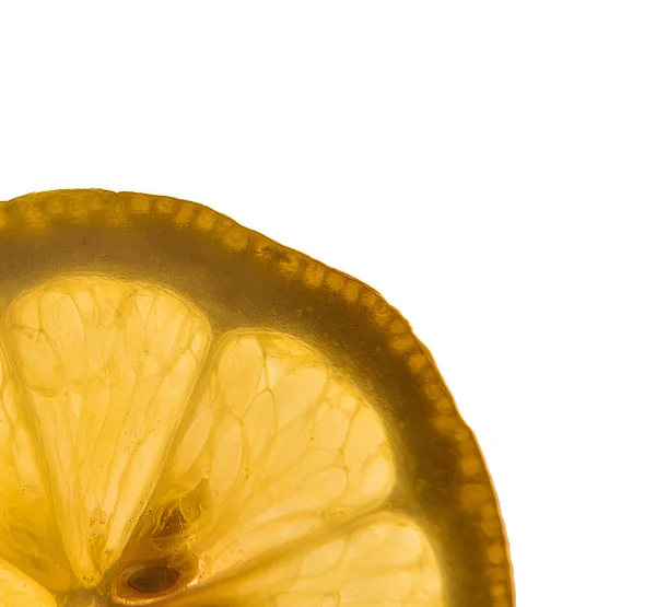 Детальну Чверть Лимонного Шматочка Підсвічують Білим Ізольованим Фоном Квадратна Композиція — стокове фото