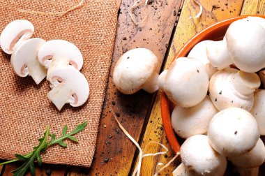 Taze mantar bir tablo alanı üst bölümünde aldım