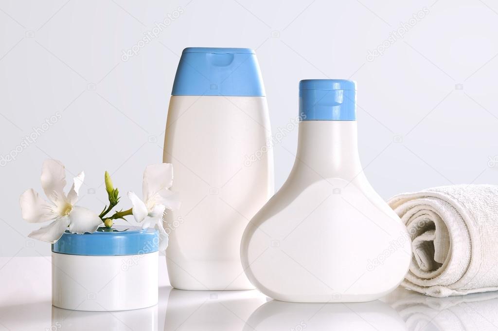Body care and beauty products front view isolated