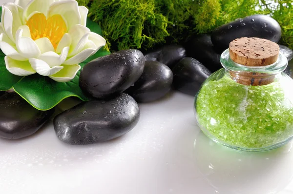 Bath salts close up on white table — Stock Photo, Image