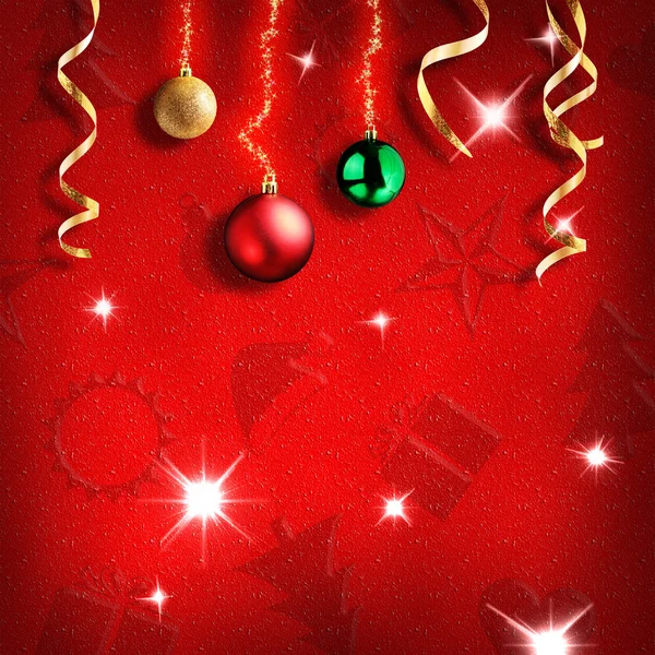 Children Christmas red background with symbols and texture squar — Stock Photo, Image