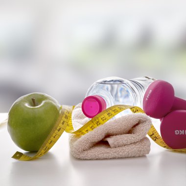 Concept health diet and sports woman gym background