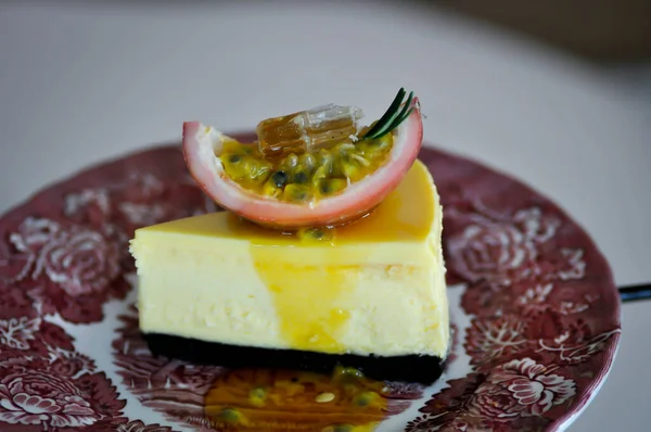 Cheese Pie Cheese Tart Passion Fruit Cheese Cake — Stock Photo, Image