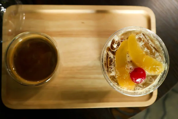 Kaffee Gemischt Mit Orangensaft Schwarzem Orangenkaffee Oder Orangenkaffee — Stockfoto