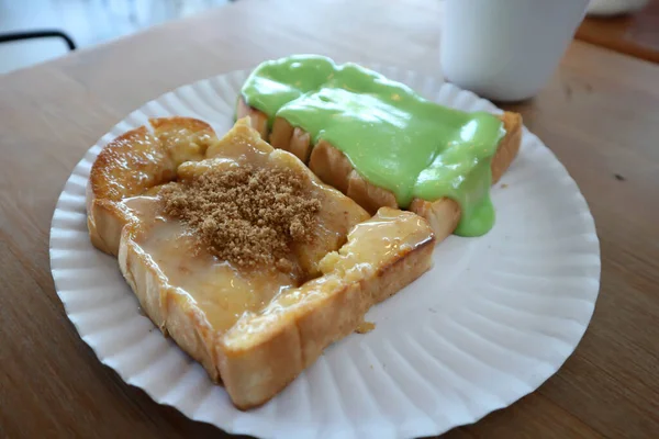 Bread Toast Custard Topping Milk — Stock Photo, Image