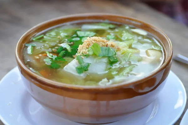 Zöldségleves Vegyes Zöldségleves Vagy Káposzta Tofu Leves — Stock Fotó