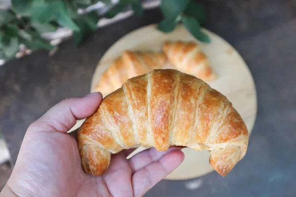 Croissant Croissant Francês Pão Francês Para Servir — Fotografia de Stock