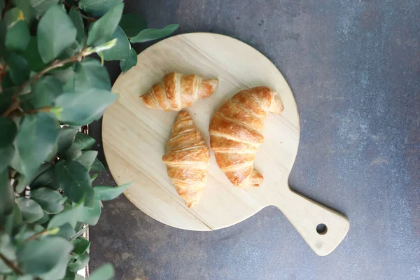 Croissant Croissant Francês Pão Francês Para Servir — Fotografia de Stock