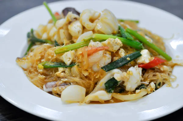 tir fried squid ,shrimp and vermicelli or tir fried seafood