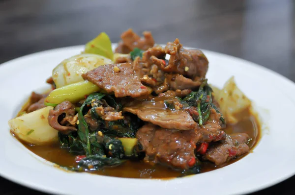Roer Gebakken Rundvlees Met Karwij Gestoofd Rundvlees Thais Eten — Stockfoto