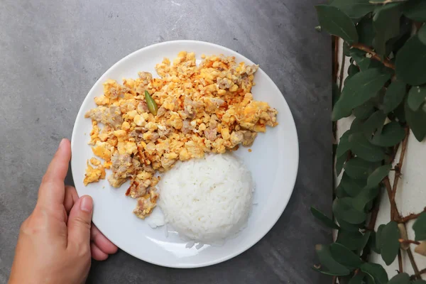 Omelet Thai Omelet Thai Omelette Stir Fried Egg Rice Serve — Stok Foto