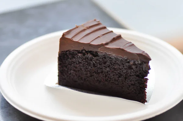 Bolo Chocolate Bolo Chocolate Escuro Pedaço Bolo — Fotografia de Stock