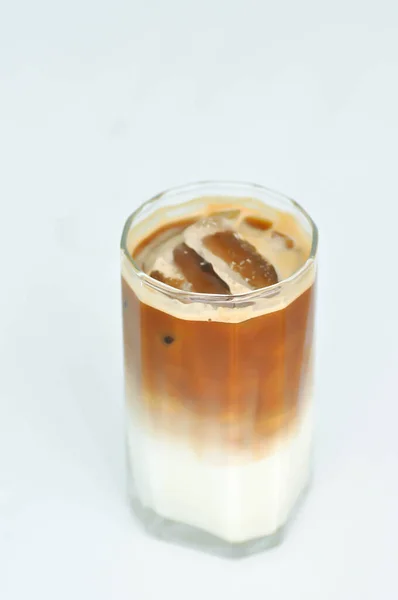 Kahve Buzlu Kahve Buzlu Latte Kahve Buzlu Kahve Beyaz Arka — Stok fotoğraf