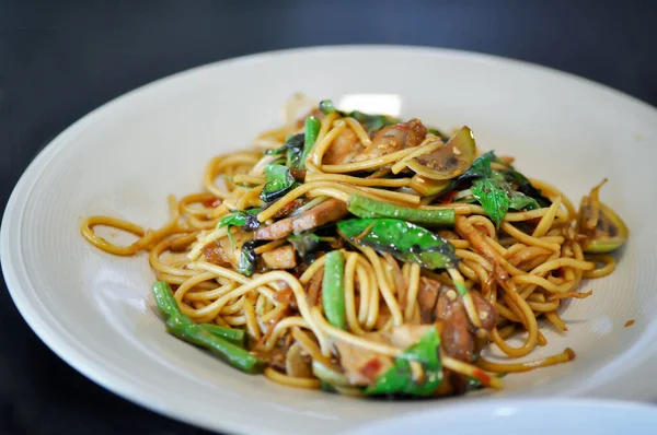 Spaghetti Pork Spaghetti Spicy Spaghetti Serve — Stock Photo, Image