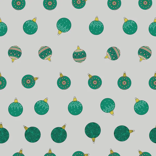 Vector grün grau Weihnachtsschmuck nahtlose Muster drucken Hintergrund. — Stockvektor