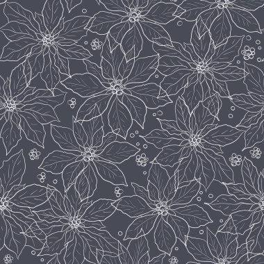 Vektör koyu gri noktalı çiçek desensiz iz arkaplanı