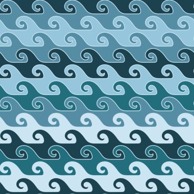 Vektör mavi dalga çizgileri kusursuz desen yazdırma arkaplanı.