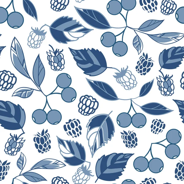 Vektör beyaz arka plan yapraklı böğürtlen pürüzsüz desen.