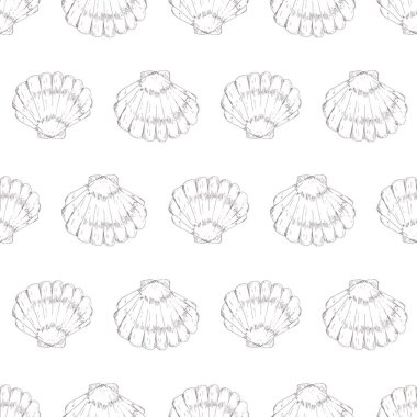 Vektör beyaz çıplak pastel deniz kabukları dokusu dikişsiz desen izi