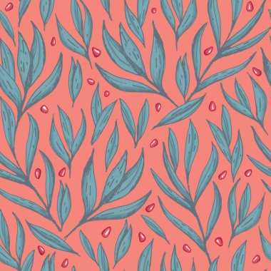 Vektör el çizilmiş nar tohumları ve pürüzsüz desen yazdırma arkaplanı.