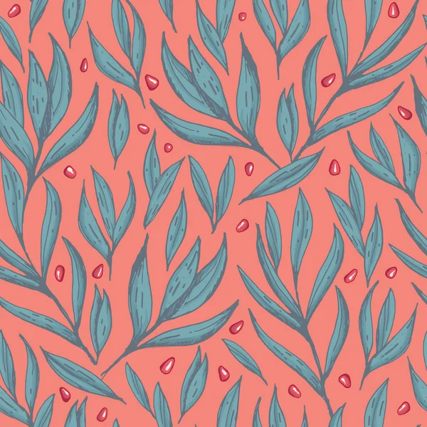 Vektör el çizilmiş nar tohumları ve pürüzsüz desen yazdırma arkaplanı.