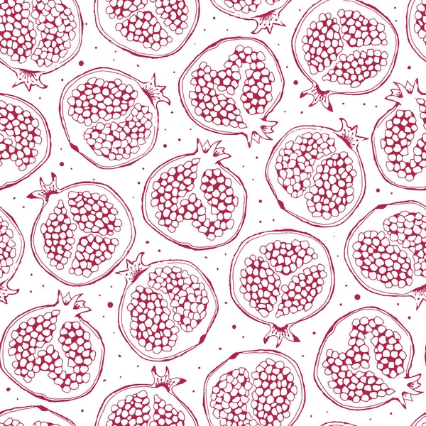 Vektör el çizilmiş nar beyaz ve kırmızı desensiz iz arkaplanı.