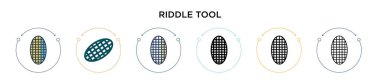 Bilmece aracı simgesi doldurulmuş, ince çizgi, özet ve vuruş stili. Mobil, ui, web için iki renkli ve siyah bulmaca aracı vektör simgesi tasarımı vektör illüstrasyonu kullanılabilir