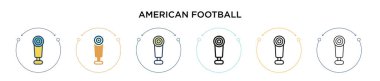 Amerikan futbol sinyal simgesi dolu, ince çizgi, özet ve vuruş stili. Mobil, ui, web için iki renkli ve siyah Amerikan futbol sinyal vektör ikonu tasarımı vektör illüstrasyonu kullanılabilir