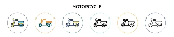 Motorcykel Ikon Fylld Tunn Linje Kontur Och Stroke Stil Vektor — Stock vektor