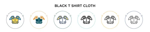 Icono Tela Camiseta Negra Línea Llena Delgada Contorno Estilo Trazo — Vector de stock