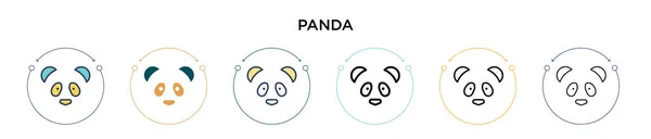 Icono Panda Línea Llena Delgada Contorno Estilo Trazo Ilustración Vectorial — Vector de stock
