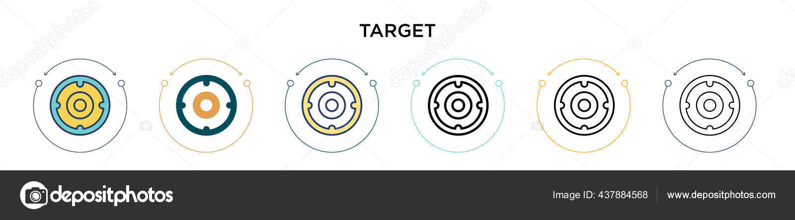 Target Symbol Icon Filled Thin Line Outline Stroke Style Vector Stock ...