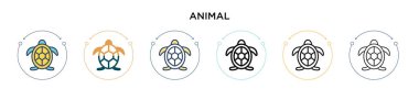 Hayvan ikonu dolu, ince çizgi, ana hatlar ve vuruş stili. Mobil, ui, web için iki renkli ve siyah hayvan vektör ikonu tasarımı vektör illüstrasyonu kullanılabilir