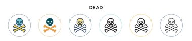 Ölü ikon dolu, ince çizgi, özet ve vuruş stili. İki renkli ve siyah ölü vektör simgesinin vektör illüstrasyonu mobil, ui, web için kullanılabilir