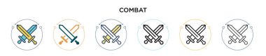 Savaş simgesi dolu, ince çizgi, özet ve vuruş stili. Mobil, ui, web için iki renkli ve siyah savaş vektör ikonu tasarımı vektör illüstrasyonu kullanılabilir