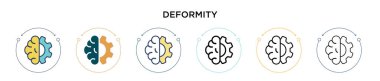 Deformasyon simgesi doldurulmuş, ince çizgi, ana hatlar ve vuruş stili. Mobil, ui, web için iki renkli ve siyah deformasyon vektör ikonu tasarımı kullanılabilir