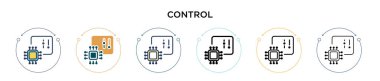Kontrol simgesi doldurulmuş, ince çizgi, özet ve vuruş stili. Mobil, ui, web için iki renkli ve siyah kontrol vektör ikonu tasarımının vektör illüstrasyonu kullanılabilir