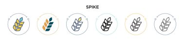 Spike ikonu doldurulmuş, ince çizgi, ana hatlar ve vuruş stili. Mobil, ui, web için iki renkli ve siyah başak vektör ikonu tasarımı vektör illüstrasyonu kullanılabilir