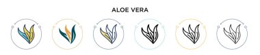 Aloe vera simgesi doldurulmuş, ince çizgi, özet ve vuruş stili. Mobil, ui, web için iki renkli ve siyah aloe vera vektör ikonu tasarımı vektör illüstrasyonu kullanılabilir