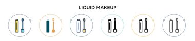 Sıvı makyaj ikonu doldurulmuş, ince çizgi, özet ve vuruş stili. Mobil, ui, web için iki renkli ve siyah sıvı makyaj vektör ikonu tasarımı vektör illüstrasyonu kullanılabilir