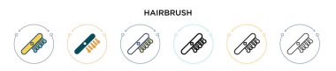 Saç fırçası ikonu dolu, ince çizgi, özet ve vuruş stili. Mobil, ui, web için iki renkli ve siyah saç fırçası vektör ikonu tasarımı vektör illüstrasyonu kullanılabilir