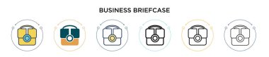 İş çantası simgesi olarak doldurulmuş, ince çizgi, özet ve vuruş stili. Mobil, ui, web için iki renkli ve siyah iş çantası vektör ikonu tasarımı vektör illüstrasyonu kullanılabilir