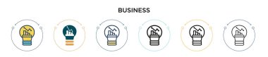İş ikonu, ince çizgi, özet ve vuruş stili. Mobil, ui, web için iki renkli ve siyah iş vektör ikonu tasarımı vektör illüstrasyonu kullanılabilir