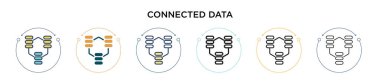 Dolu, ince çizgi, özet ve vuruş tarzında bağlı veri simgesi. Mobil, ui, web için iki renkli ve siyah bağlı veri vektör ikonu tasarımının vektör illüstrasyonu kullanılabilir