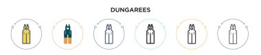 Dungarees simgesi doldurulmuş, ince çizgi, özet ve vuruş stili. Mobil, ui, web için iki renkli ve siyah eşofman altı vektör ikonu tasarımı vektör illüstrasyonu kullanılabilir