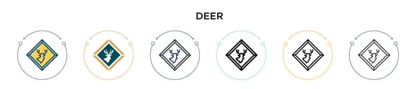 Icono Signo Ciervo Línea Llena Delgada Contorno Estilo Trazo Ilustración — Archivo Imágenes Vectoriales