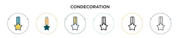 Condecoration Εικονίδιο Γεμάτο Λεπτή Γραμμή Περίγραμμα Και Στυλ Εγκεφαλικό Επεισόδιο — Διανυσματικό Αρχείο